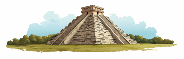 Dibujo de una pirámide maya